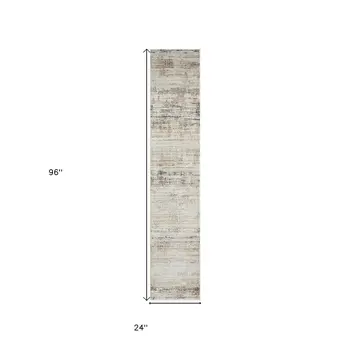 2' X 8' Gray Abstract Distressed Runner Rug