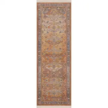 2' X 6' Brown Southwestern Runner Rug
