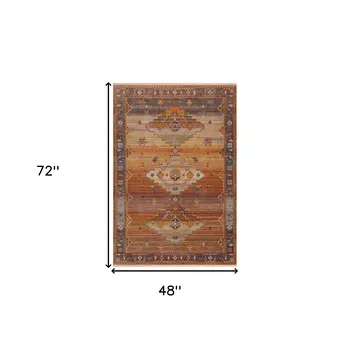 4' X 6' Brown Southwestern Area Rug