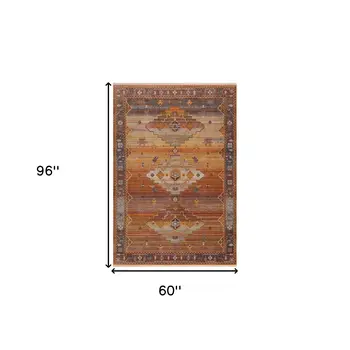 5' X 8' Brown Southwestern Area Rug