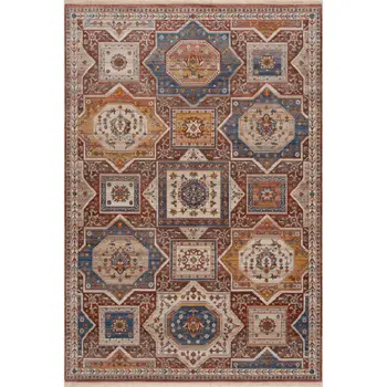 5' X 8' Red Southwestern Area Rug
