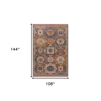 9' X 12' Red Southwestern Area Rug