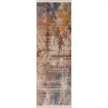 2' X 6' Gray Abstract Distressed Runner Rug
