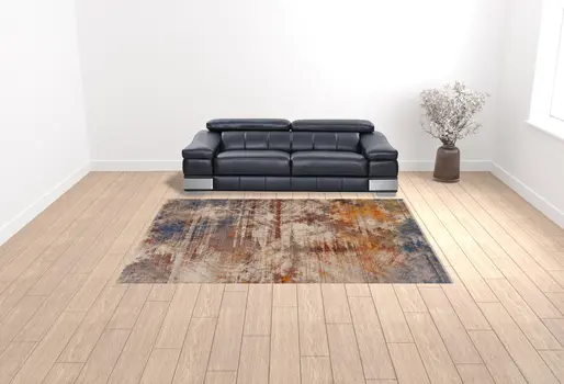 9' X 12' Gray Abstract Distressed Area Rug
