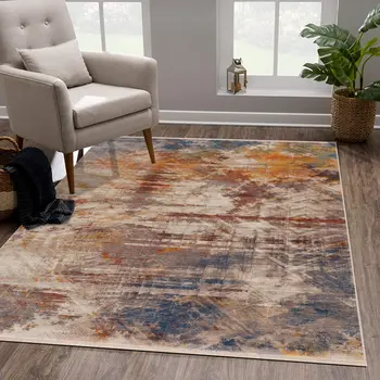 9' X 12' Gray Abstract Distressed Area Rug