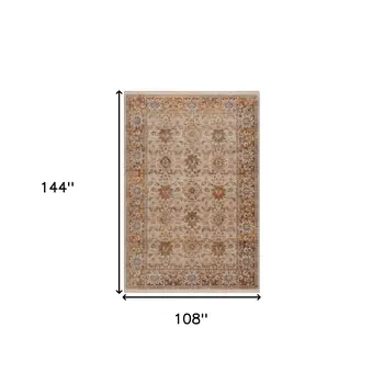 9' X 12' Ivory Oriental Area Rug
