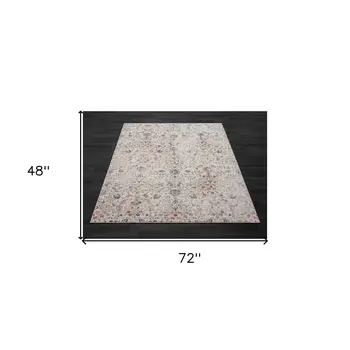 4' X 6' Ivory Floral Area Rug