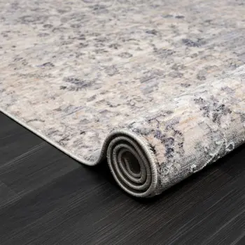 4' X 6' Gray Floral Area Rug