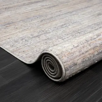 4' X 6' Beige And Gray Striped Area Rug