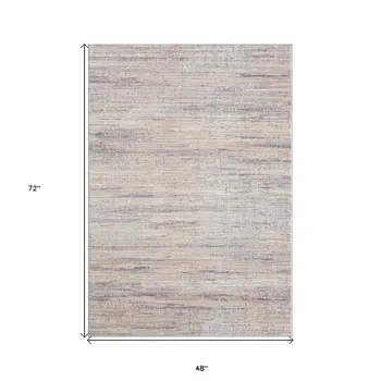 4' X 6' Beige And Gray Striped Area Rug