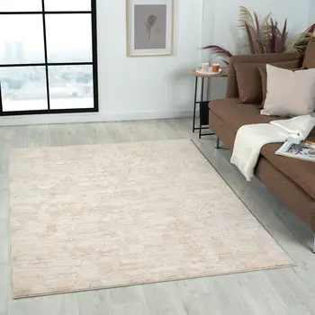 4' X 6' Beige Abstract Area Rug