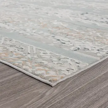 9' X 12' Blue Abstract Distressed Area Rug