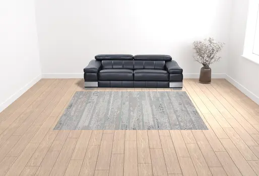 9' X 12' Blue Abstract Distressed Area Rug