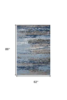 5' X 7' Blue Abstract Area Rug