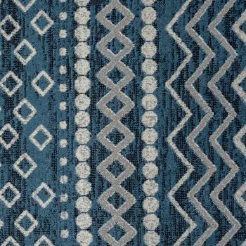 8' X 10' Blue Geometric Washable Area Rug