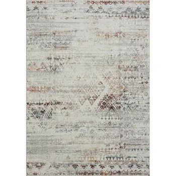 8' X 10' Ivory Tribal Distressed Washable Area Rug