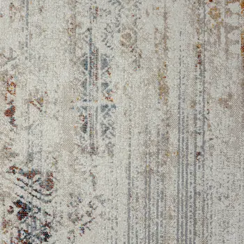 8' X 10' Ivory Tribal Distressed Washable Area Rug