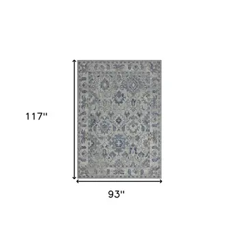 8' X 10' Blue Floral Area Rug