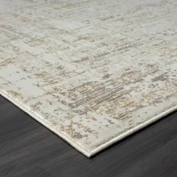 10' X 14' Beige Abstract Distressed Area Rug