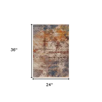 2' X 3' Gray Abstract Distressed Area Rug
