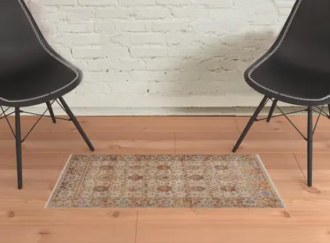 2' X 3' Ivory Oriental Area Rug