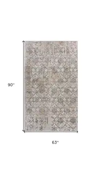 5' X 8' Cream Abstract Distressed Area Rug