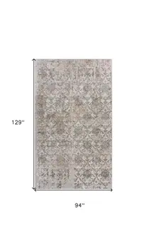 8' X 11' Cream Abstract Distressed Area Rug