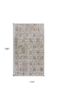 10' X 14' Cream Abstract Distressed Area Rug