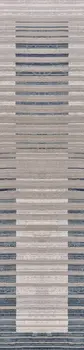 8' Ivory And Blue Abstract Runner Rug