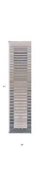 8' Ivory And Blue Abstract Runner Rug