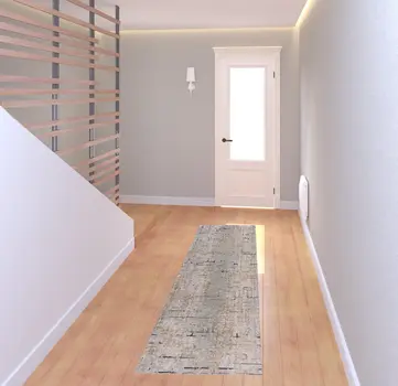 2' X 8' Cream Abstract Runner Rug