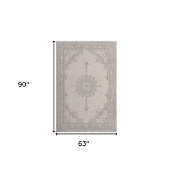 5' X 8' Gray Medallion Area Rug