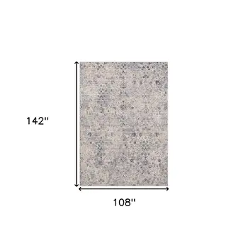 9' X 12' Gray Floral Area Rug
