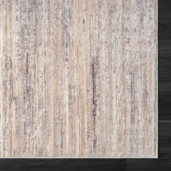 5' X 8' Beige And Gray Striped Area Rug
