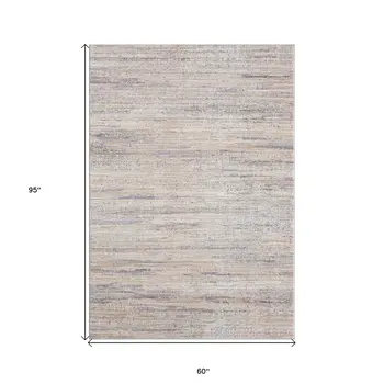 5' X 8' Beige And Gray Striped Area Rug