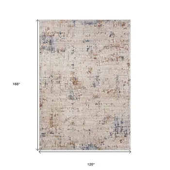 10' X 14' Ivory And Blue Abstract Area Rug