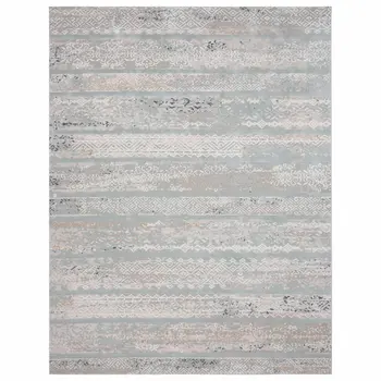 8' X 10' Blue Abstract Distressed Area Rug