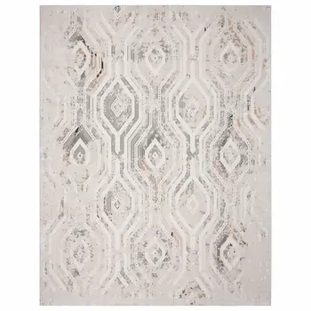 8' X 10' Cream Abstract Distressed Area Rug