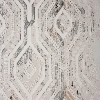 8' X 10' Cream Abstract Distressed Area Rug