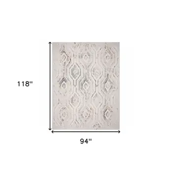 8' X 10' Cream Abstract Distressed Area Rug