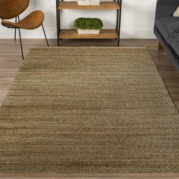 5' X 8' Green Abstract Hand Woven Non Skid Area Rug