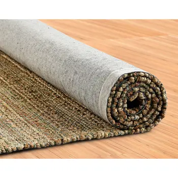 8' X 10' Green Abstract Hand Woven Non Skid Area Rug