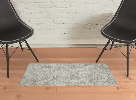 2' X 3' Gray Abstract Distressed Area Rug