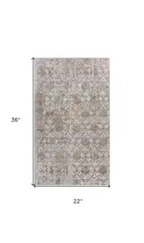 2' X 3' Cream Abstract Distressed Area Rug