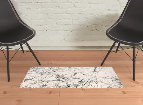 2' X 3' Ivory Abstract Area Rug
