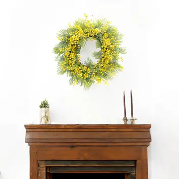 27" Green And Yellow Fern Artificial Wreath