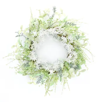 22" Green And White Mixed Assortment Artificial Wreath