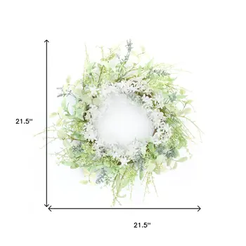 22" Green And White Mixed Assortment Artificial Wreath