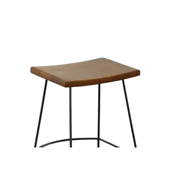 Set of Two 25" Chestnut and Black Solid Wood and Steel Backless Counter Height Bar Chairs