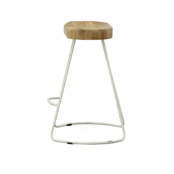 Set of Two 25" Natural and White Solid Wood and Steel Backless Counter Height Bar Chairs